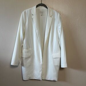 Chico's Women’s Blazer No Closure Lined Polyester Blend Pockets White Size 2